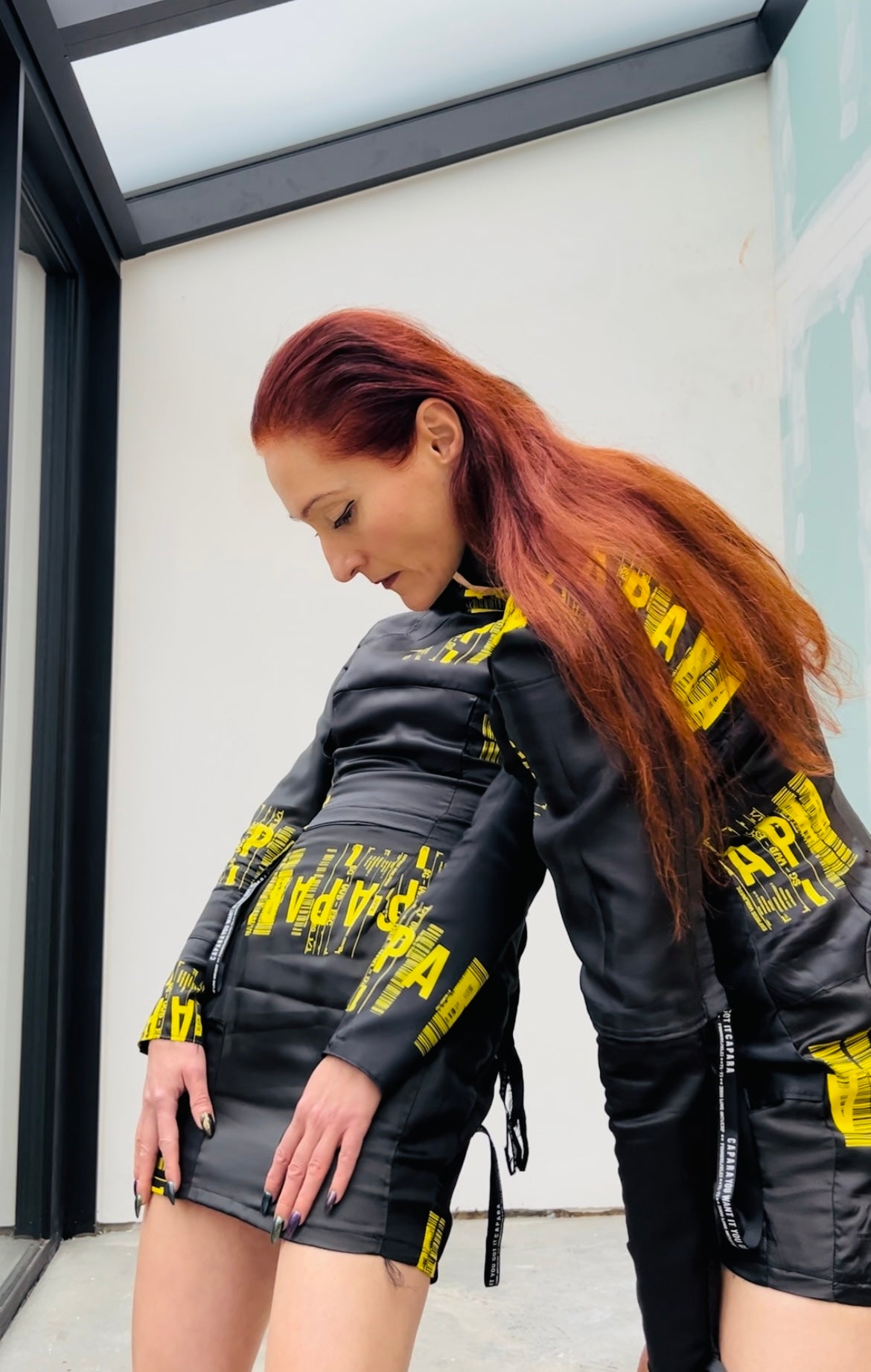 DRESS BLACK + YELLOW SCREENPRINT