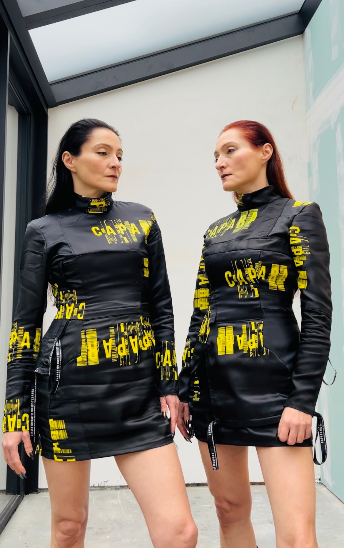 DRESS BLACK + YELLOW SCREENPRINT
